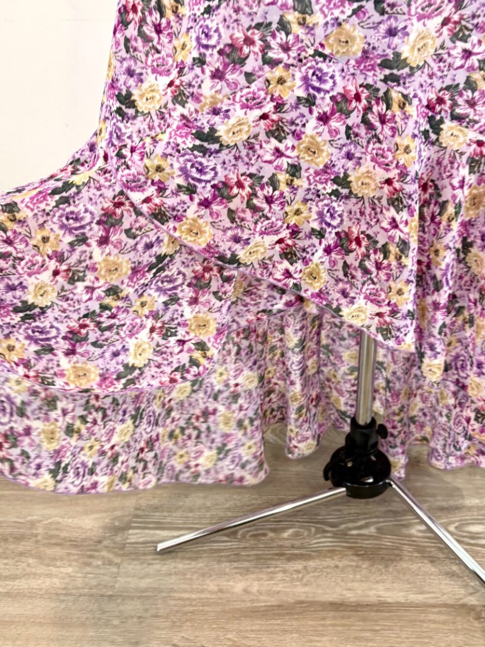 SHEIN One Shoulder Ruffle Hem Dress Pink Purple Floral Maxi Dress sz L - Picture 8 of 11